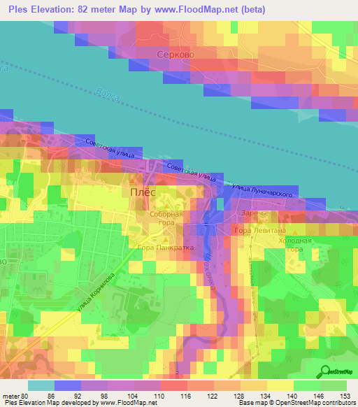 Ples,Russia Elevation Map