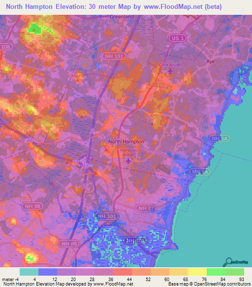 North Hampton,US Elevation Map