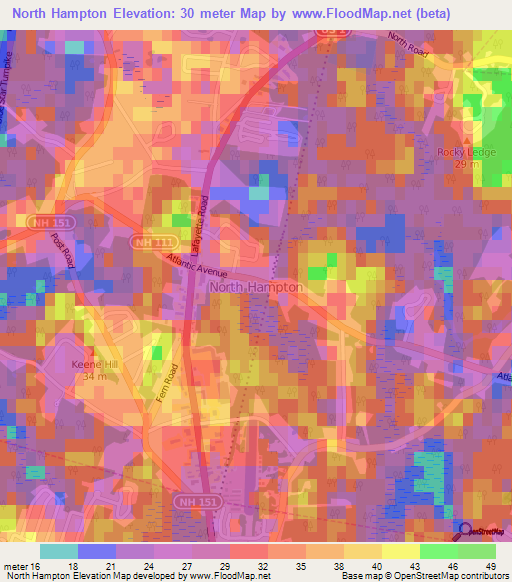 North Hampton,US Elevation Map