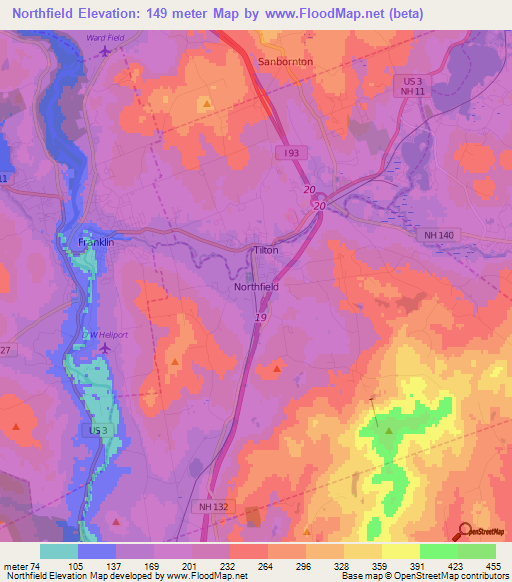 Northfield,US Elevation Map