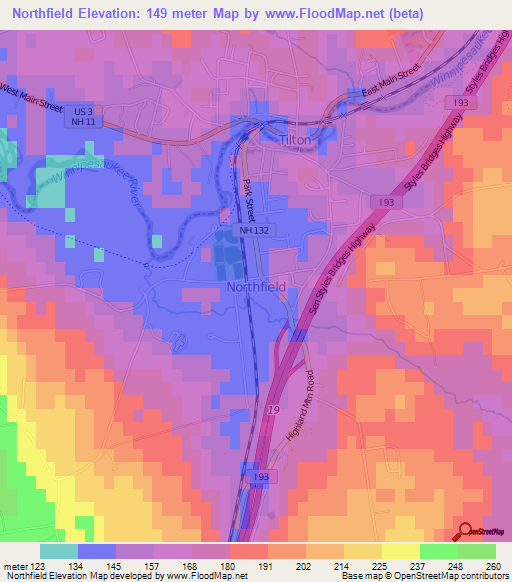 Northfield,US Elevation Map