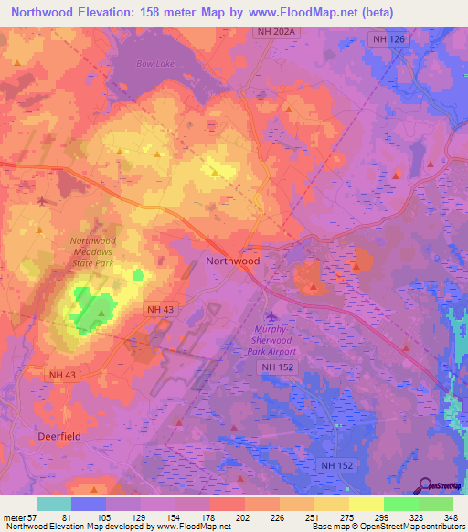 Northwood,US Elevation Map