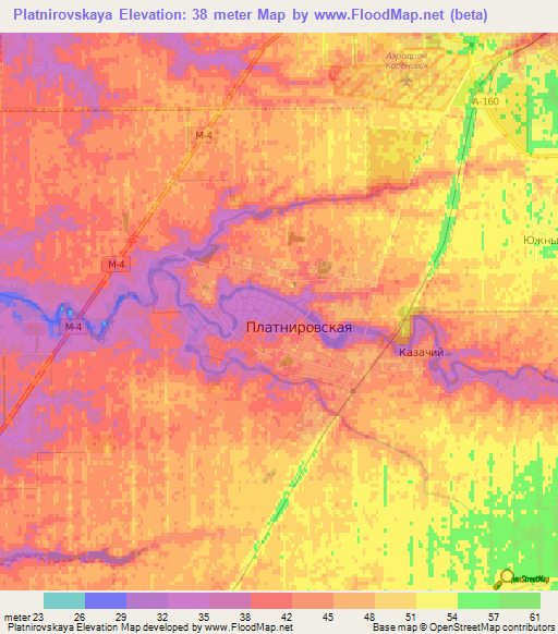 Platnirovskaya,Russia Elevation Map