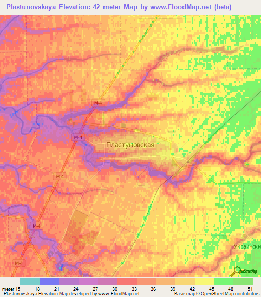 Plastunovskaya,Russia Elevation Map