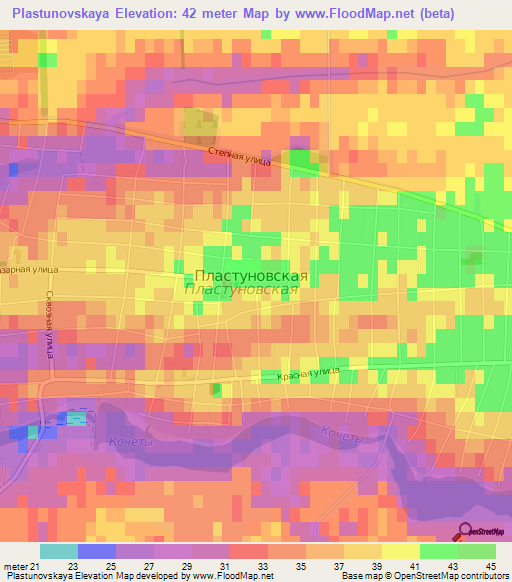 Plastunovskaya,Russia Elevation Map