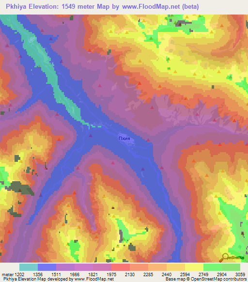 Pkhiya,Russia Elevation Map