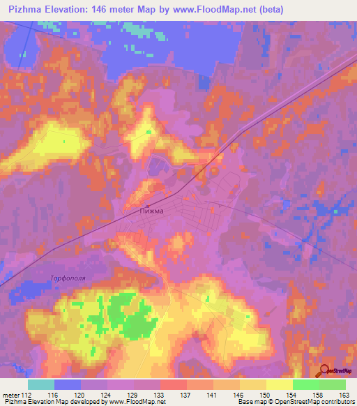 Pizhma,Russia Elevation Map