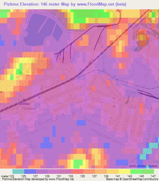 Pizhma,Russia Elevation Map