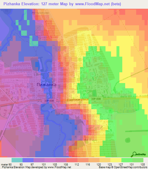 Pizhanka,Russia Elevation Map