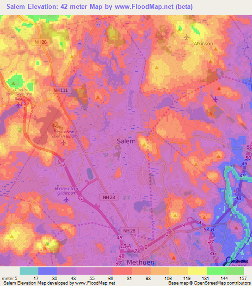 Salem,US Elevation Map