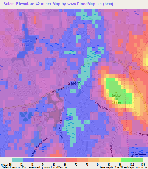 Salem,US Elevation Map