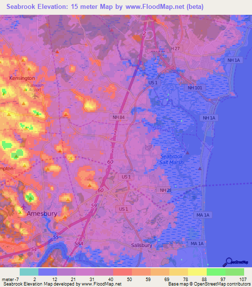 Seabrook,US Elevation Map