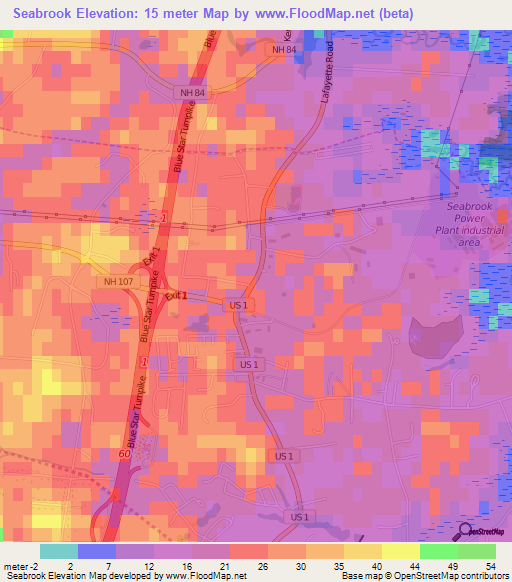 Seabrook,US Elevation Map