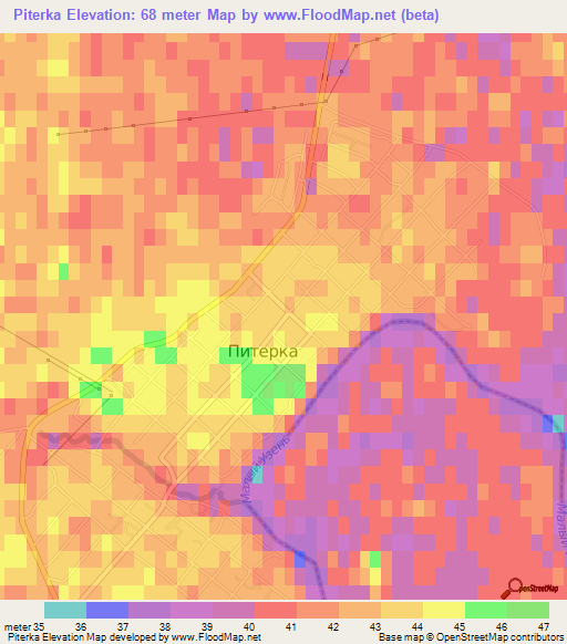 Piterka,Russia Elevation Map