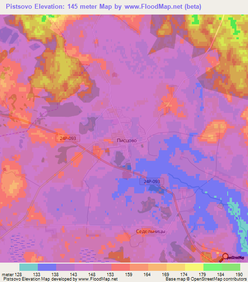 Pistsovo,Russia Elevation Map