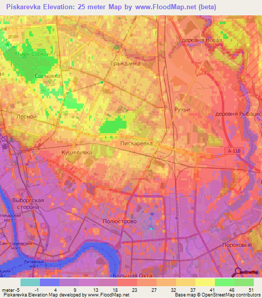 Piskarevka,Russia Elevation Map