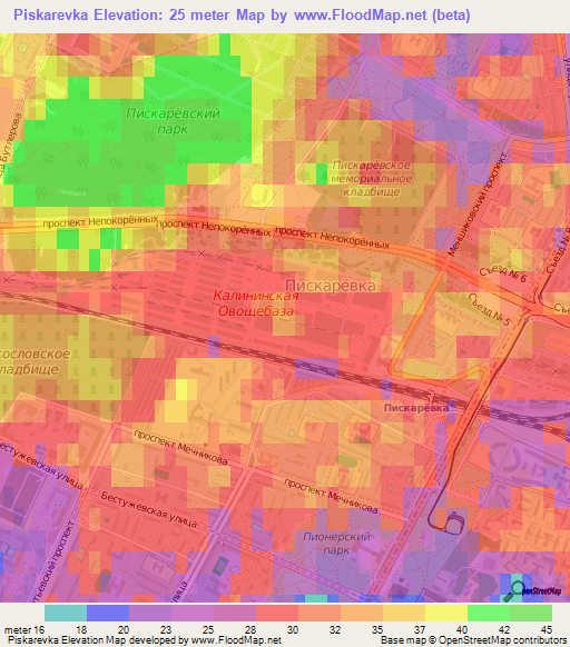 Piskarevka,Russia Elevation Map