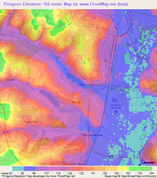 Pirogovo,Russia Elevation Map