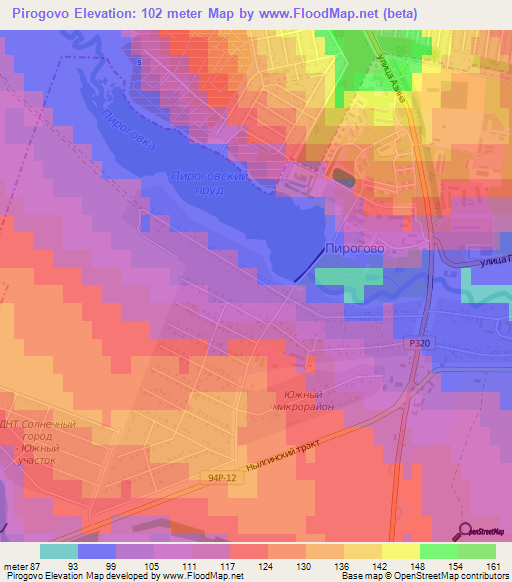 Pirogovo,Russia Elevation Map