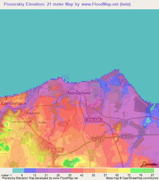 Pionerskiy,Russia Elevation Map