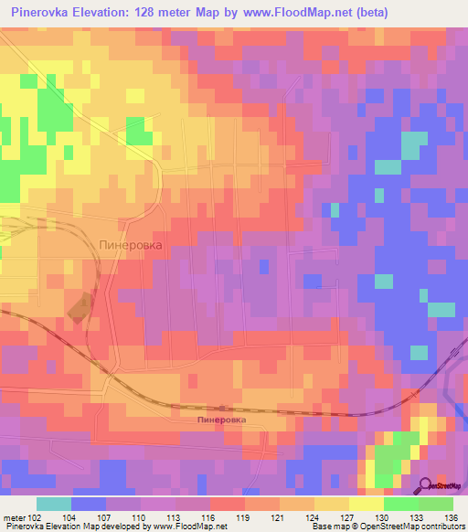 Pinerovka,Russia Elevation Map