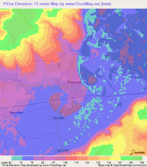 Pil'na,Russia Elevation Map