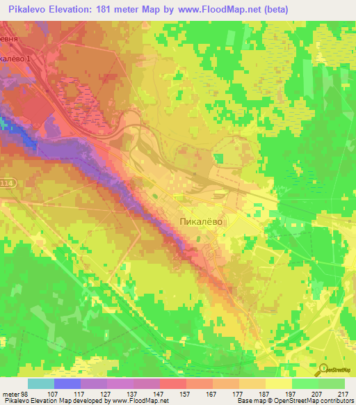 Pikalevo,Russia Elevation Map