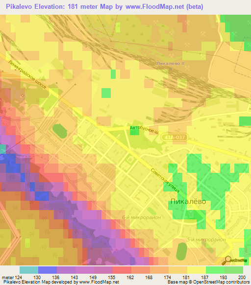 Pikalevo,Russia Elevation Map