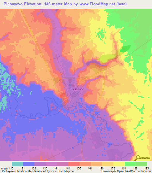 Pichayevo,Russia Elevation Map