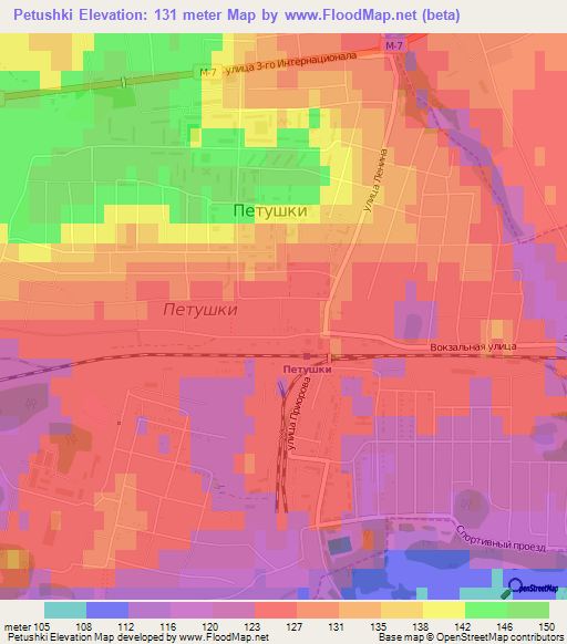 Petushki,Russia Elevation Map