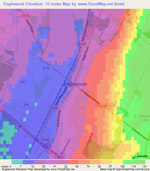 Englewood,US Elevation Map