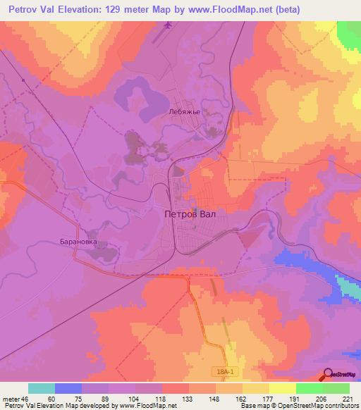 Petrov Val,Russia Elevation Map