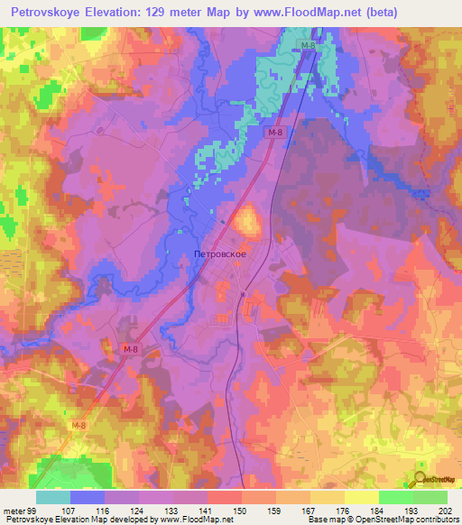 Petrovskoye,Russia Elevation Map