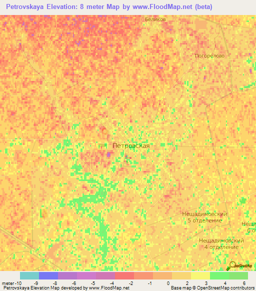 Petrovskaya,Russia Elevation Map