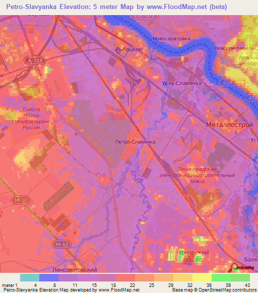 Petro-Slavyanka,Russia Elevation Map