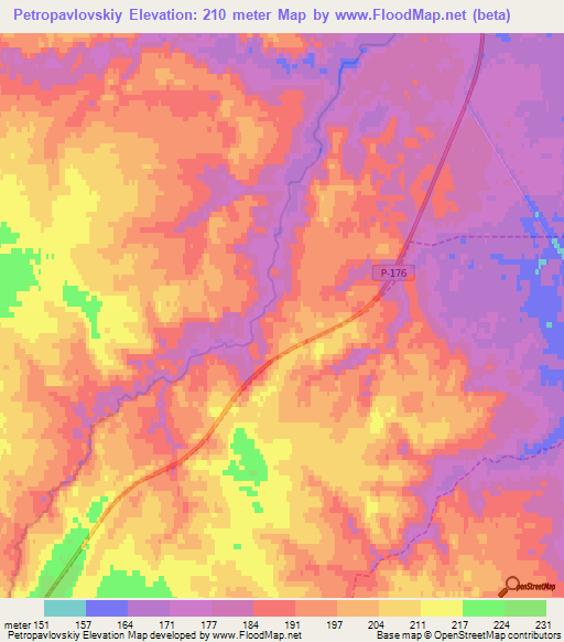 Petropavlovskiy,Russia Elevation Map