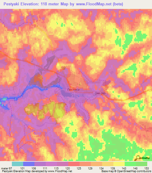 Pestyaki,Russia Elevation Map