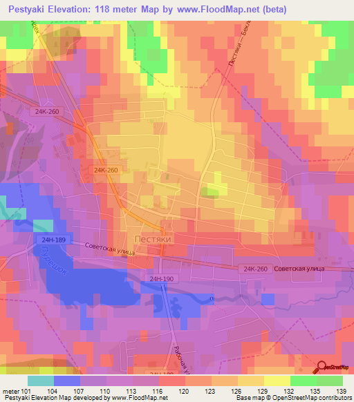 Pestyaki,Russia Elevation Map