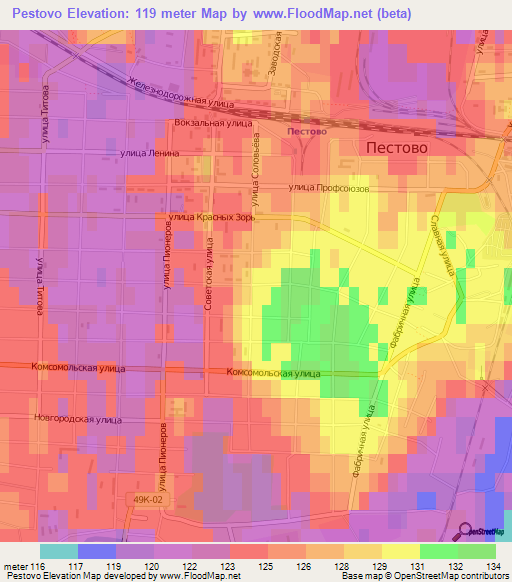 Pestovo,Russia Elevation Map