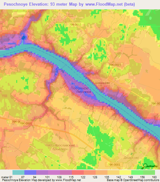 Pesochnoye,Russia Elevation Map