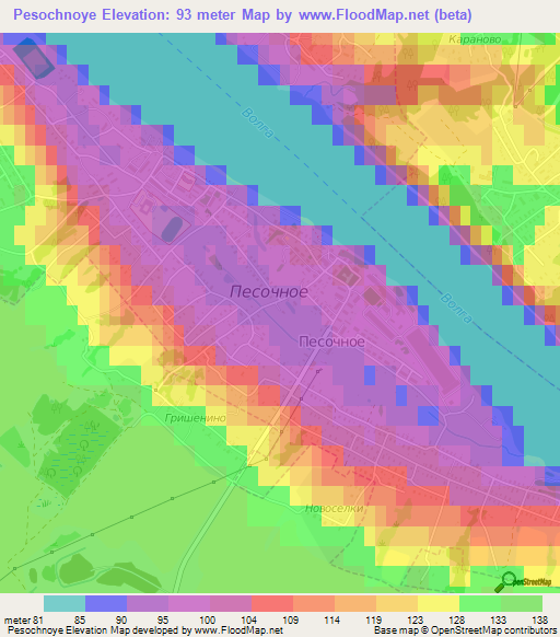 Pesochnoye,Russia Elevation Map