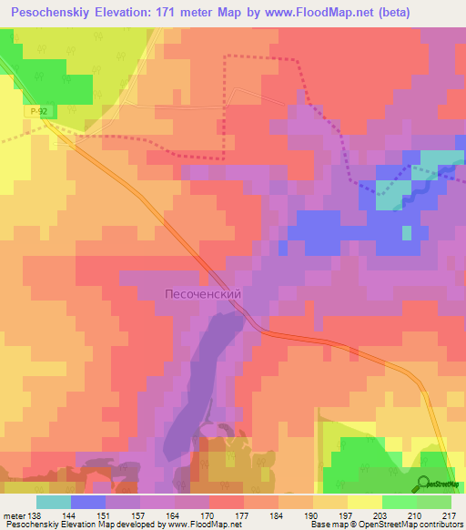 Pesochenskiy,Russia Elevation Map