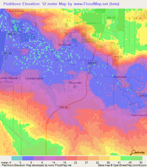 Peshkovo,Russia Elevation Map