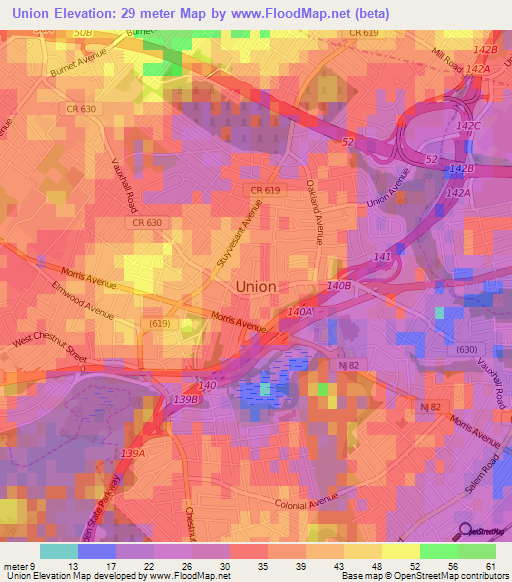 Union,US Elevation Map