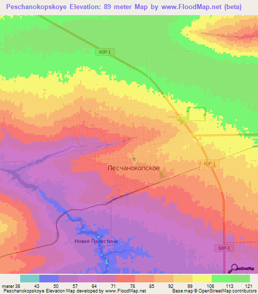 Peschanokopskoye,Russia Elevation Map