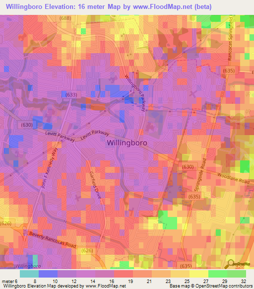 Willingboro,US Elevation Map