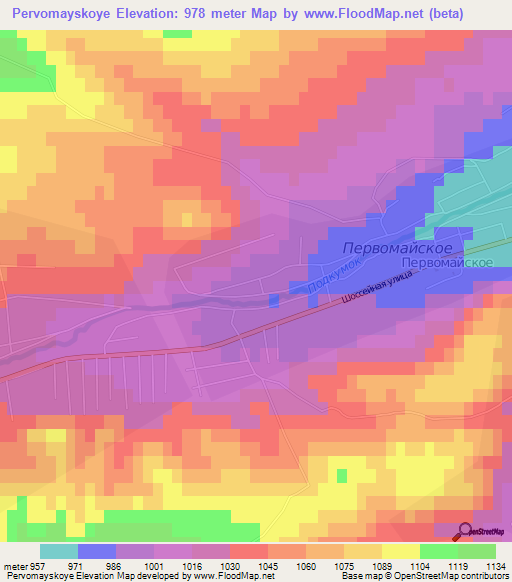 Pervomayskoye,Russia Elevation Map