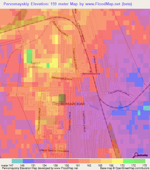 Pervomayskiy,Russia Elevation Map