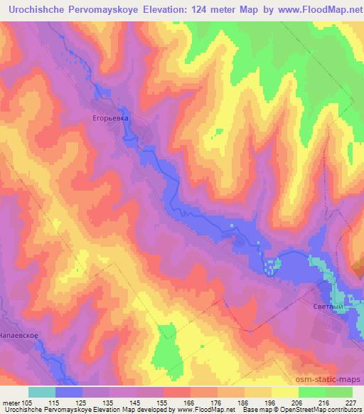 Urochishche Pervomayskoye,Russia Elevation Map