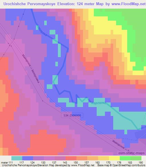 Urochishche Pervomayskoye,Russia Elevation Map